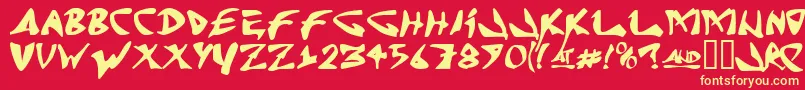 フォントJ Random C – 黄色の文字、赤い背景
