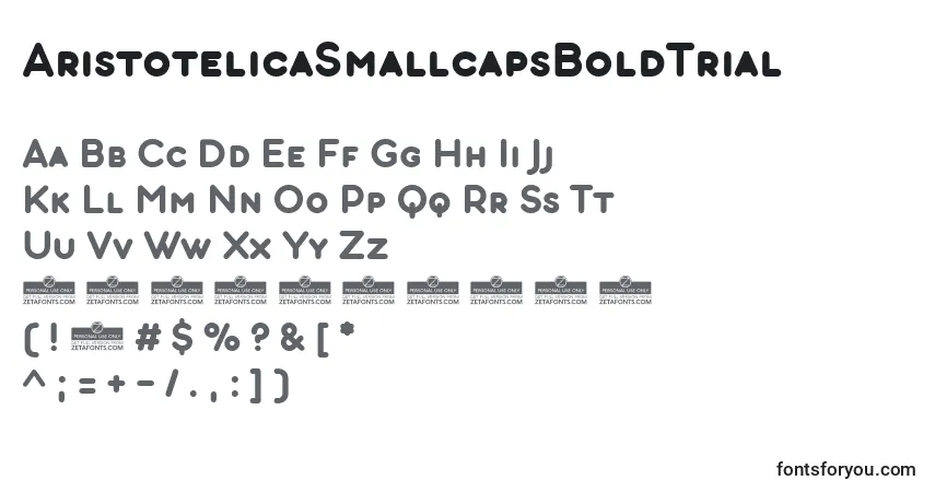 Czcionka AristotelicaSmallcapsBoldTrial – alfabet, cyfry, specjalne znaki