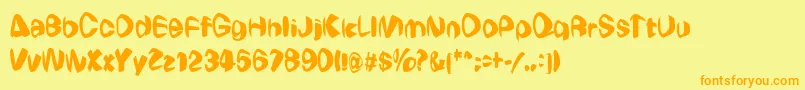 フォントWeirdoRegular – オレンジの文字が黄色の背景にあります。