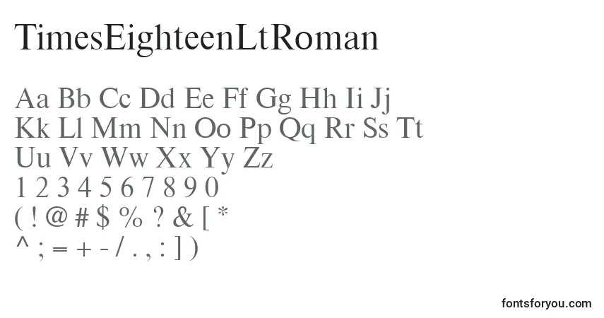 Czcionka TimesEighteenLtRoman – alfabet, cyfry, specjalne znaki