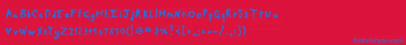 Daubmark Font – Blue Fonts on Red Background