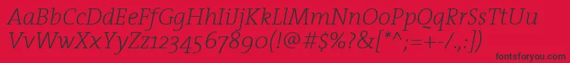 TheserifextralightItalic Font – Black Fonts on Red Background