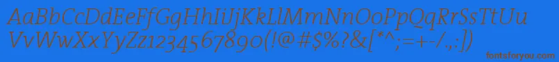 TheserifextralightItalic Font – Brown Fonts on Blue Background