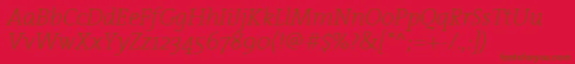 TheserifextralightItalic Font – Brown Fonts on Red Background