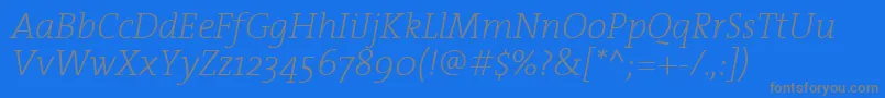 TheserifextralightItalic Font – Gray Fonts on Blue Background