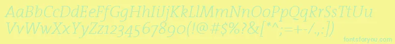 TheserifextralightItalic Font – Green Fonts on Yellow Background