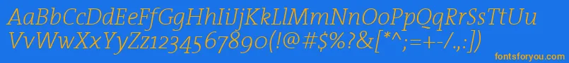 TheserifextralightItalic Font – Orange Fonts on Blue Background