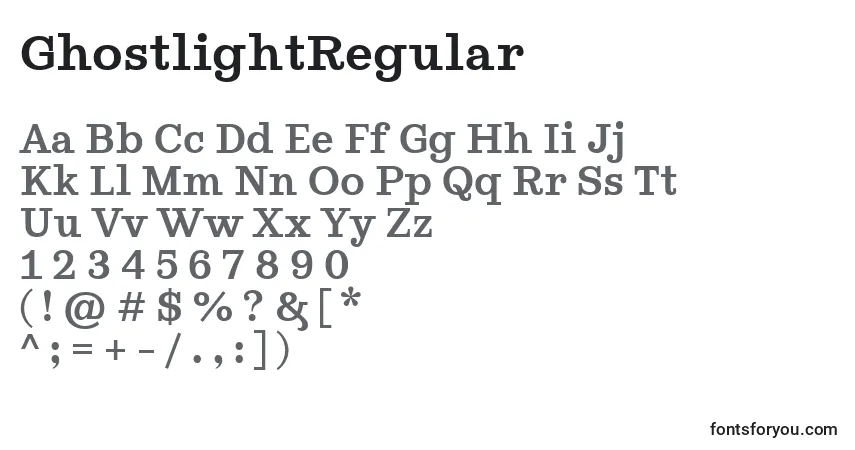 GhostlightRegular-fontti – aakkoset, numerot, erikoismerkit