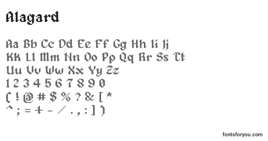 Schriftart Alagard – Alphabet, Zahlen, spezielle Symbole