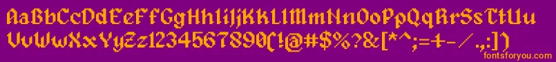 Alagard-Schriftart – Orangefarbene Schriften auf violettem Hintergrund