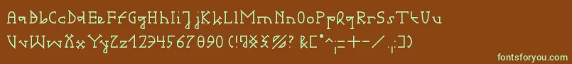 フォントGotikaSerifaiB – 緑色の文字が茶色の背景にあります。