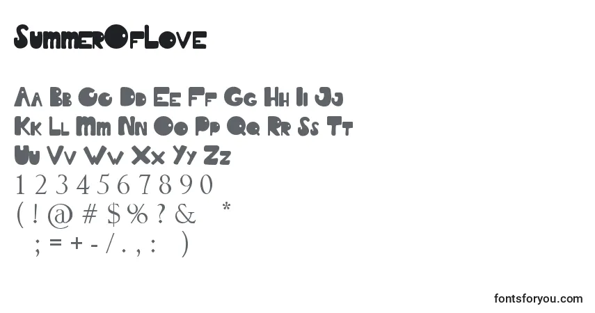 Schriftart SummerOfLove – Alphabet, Zahlen, spezielle Symbole