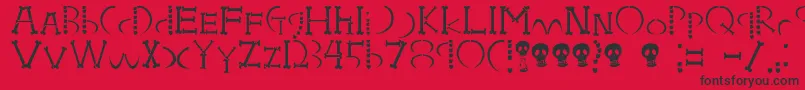 フォントHoneboneUkokkei – 赤い背景に黒い文字