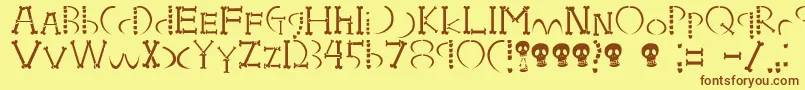 HoneboneUkokkei Font – Brown Fonts on Yellow Background