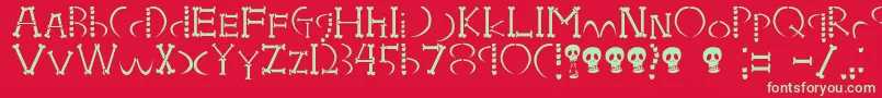 フォントHoneboneUkokkei – 赤い背景に緑の文字