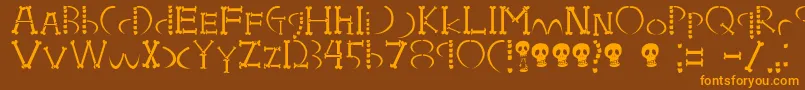 HoneboneUkokkei Font – Orange Fonts on Brown Background