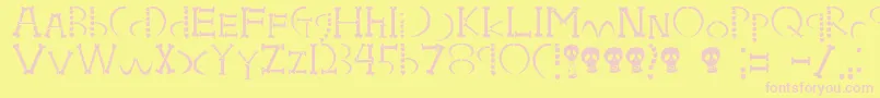 HoneboneUkokkei-Schriftart – Rosa Schriften auf gelbem Hintergrund