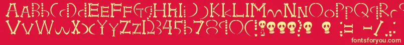 フォントHoneboneUkokkei – 黄色の文字、赤い背景