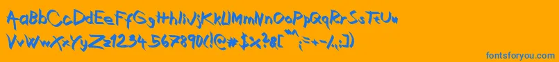 XaligraphyBold-Schriftart – Blaue Schriften auf orangefarbenem Hintergrund