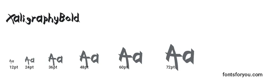 Размеры шрифта XaligraphyBold