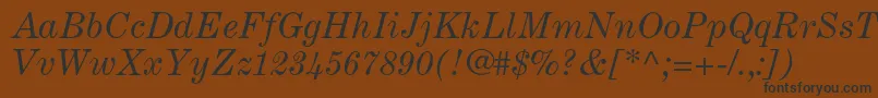 CenturyexpandedltstdItalic-Schriftart – Schwarze Schriften auf braunem Hintergrund