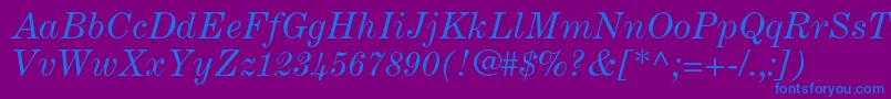 CenturyexpandedltstdItalic-fontti – siniset fontit violetilla taustalla