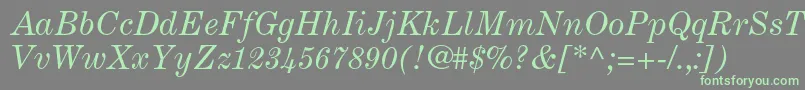 フォントCenturyexpandedltstdItalic – 灰色の背景に緑のフォント