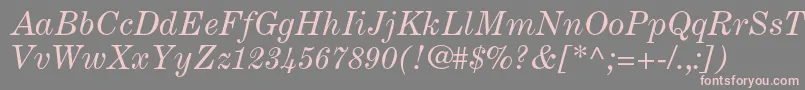 フォントCenturyexpandedltstdItalic – 灰色の背景にピンクのフォント