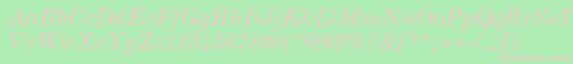 フォントCenturyexpandedltstdItalic – 緑の背景にピンクのフォント