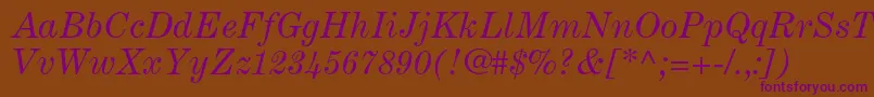CenturyexpandedltstdItalic-fontti – violetit fontit ruskealla taustalla