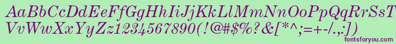 CenturyexpandedltstdItalic Font – Purple Fonts on Green Background