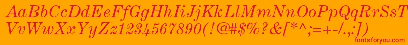 CenturyexpandedltstdItalic Font – Red Fonts on Orange Background