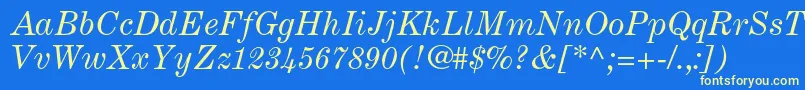 CenturyexpandedltstdItalic Font – Yellow Fonts on Blue Background