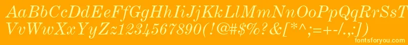 フォントCenturyexpandedltstdItalic – オレンジの背景に黄色の文字
