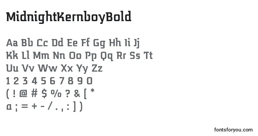 Czcionka MidnightKernboyBold – alfabet, cyfry, specjalne znaki