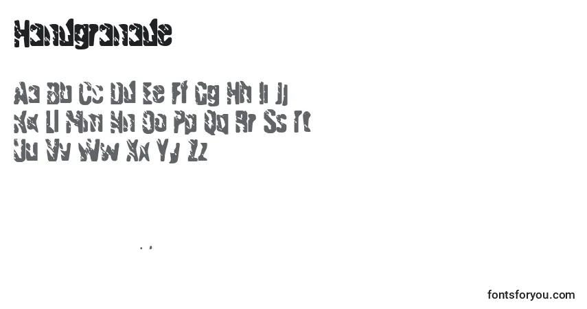Czcionka Handgranade – alfabet, cyfry, specjalne znaki