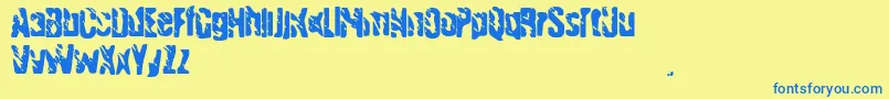 フォントHandgranade – 青い文字が黄色の背景にあります。