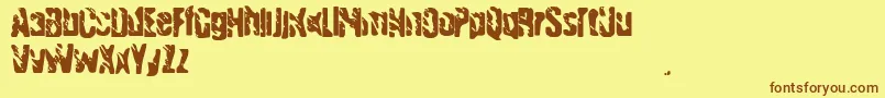 フォントHandgranade – 茶色の文字が黄色の背景にあります。