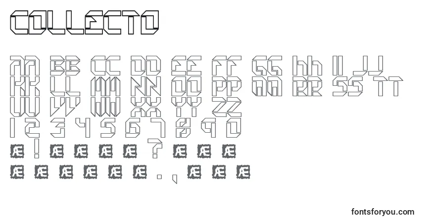 A fonte Collecto – alfabeto, números, caracteres especiais