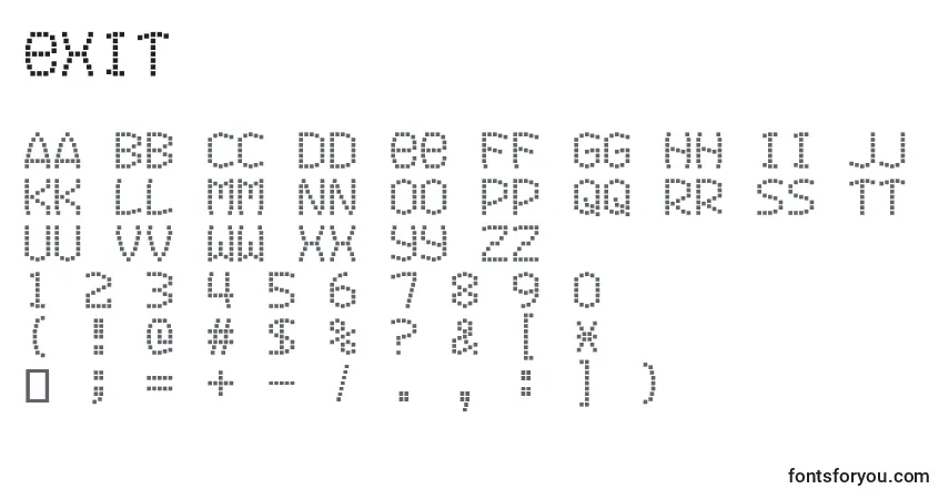 Exit Font – alphabet, numbers, special characters