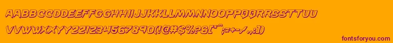 Wickerman3Dital-Schriftart – Violette Schriften auf orangefarbenem Hintergrund