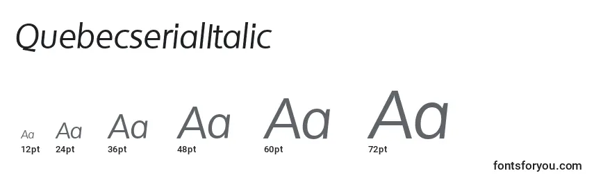 Размеры шрифта QuebecserialItalic