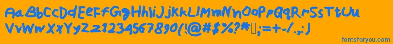 Ziahw-Schriftart – Blaue Schriften auf orangefarbenem Hintergrund