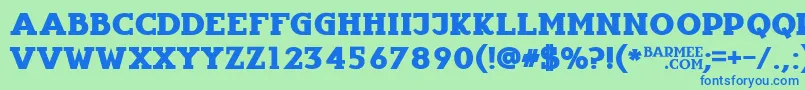 フォントInfantylfat – 青い文字は緑の背景です。