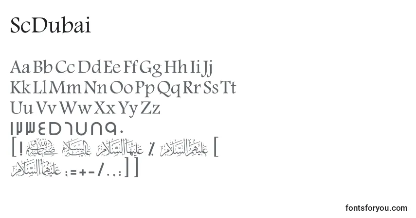 A fonte ScDubai – alfabeto, números, caracteres especiais