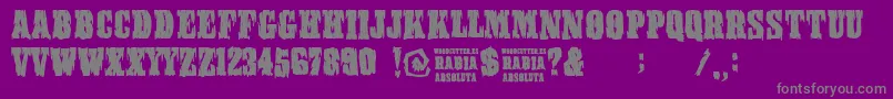 Weitere Informationen zur RabiaAbsoluta-Schriftart RabiaAbsoluta-Schriftart – Graue Schriften auf violettem Hintergrund