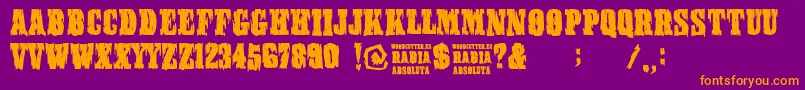 Fonte RabiaAbsoluta – fontes laranjas em um fundo violeta