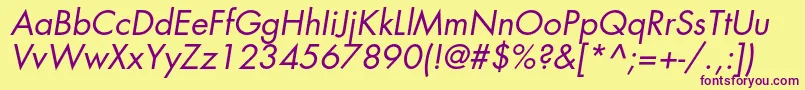 FuturastdBookoblique Font – Purple Fonts on Yellow Background