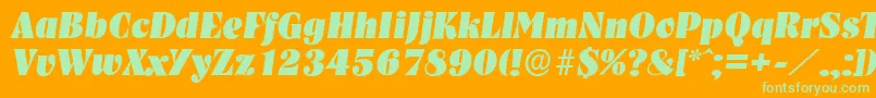 NashvilleserialHeavyItalic Font – Green Fonts on Orange Background