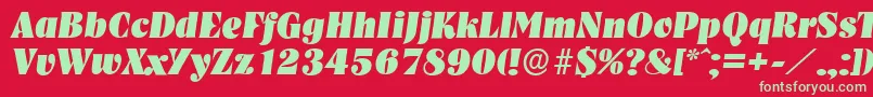 NashvilleserialHeavyItalic Font – Green Fonts on Red Background